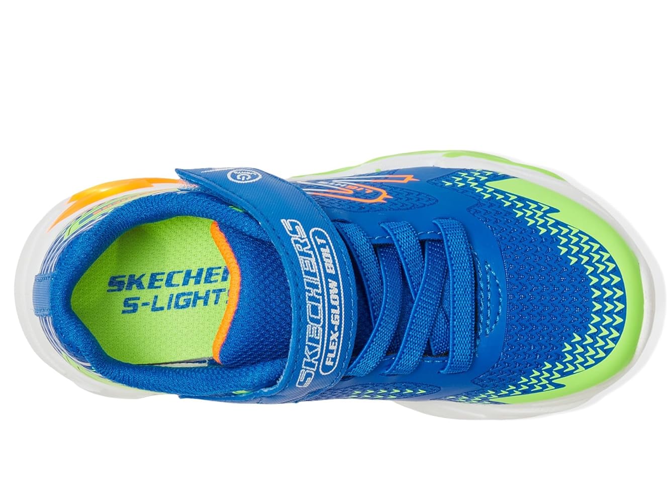 S⭐︎ Skechers Unisex-Child Flex-Glow Bolt, Royal/Multi, 1 Little